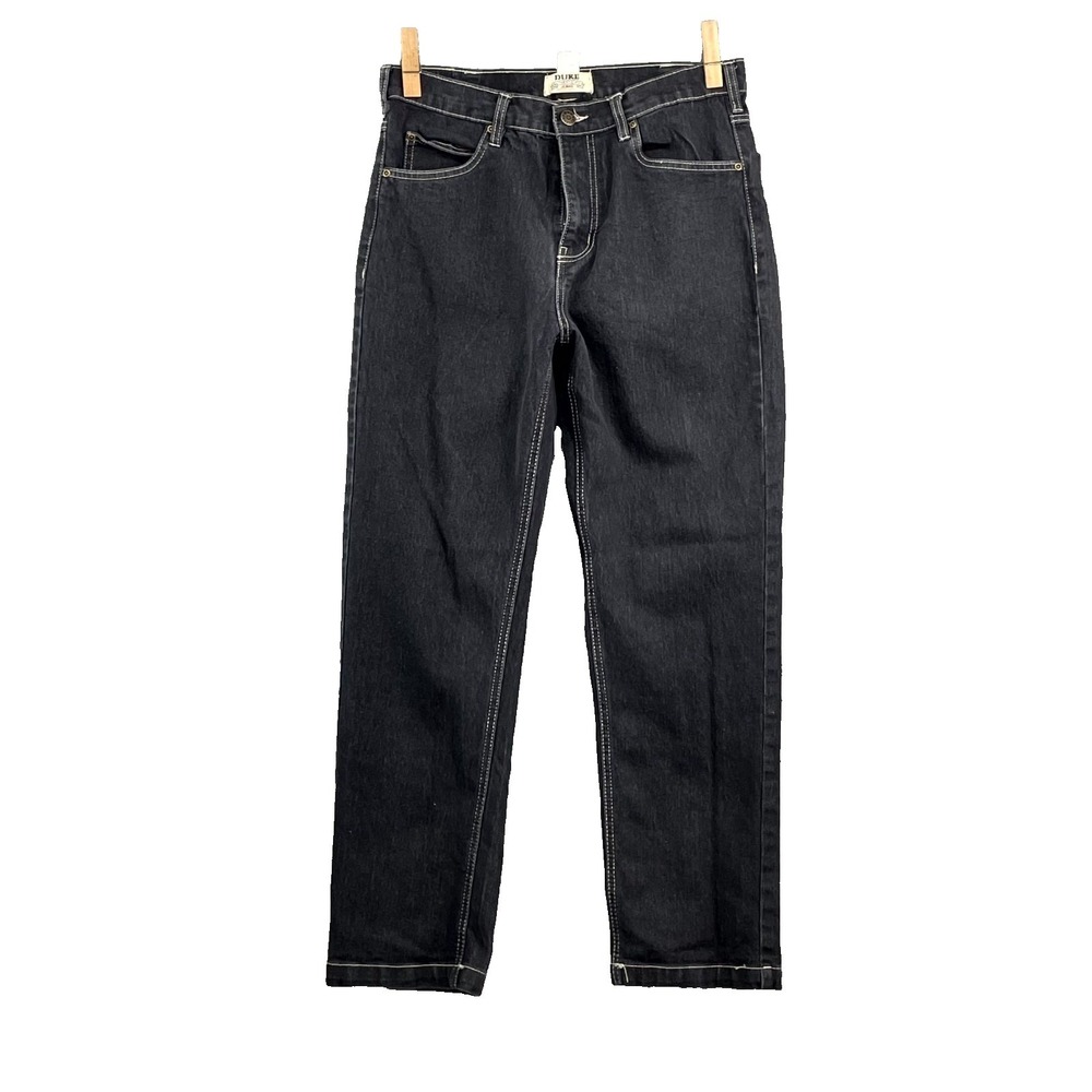 VTG Duke Authentic Fit Jeans Mens 32x28* Black Denim Baggy‎ Streetwear Workwear